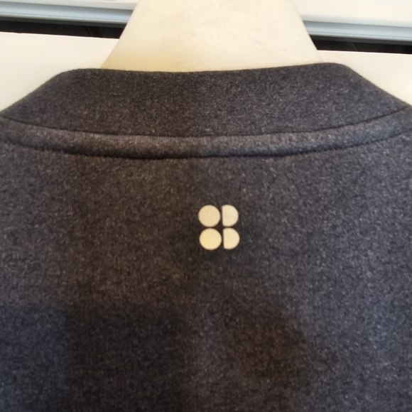 SWEATY BETTY Zip Up Crop Scuba Jacket Grey Women Medium Thumbhole Sleeves Pocket - Picture 7 of 11